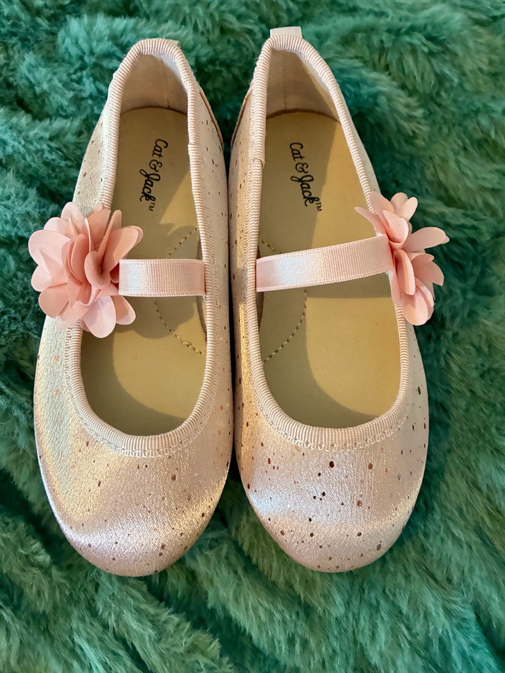 Cat & Jack Light Pink Floral Mary Jane Kids Shoes size 8